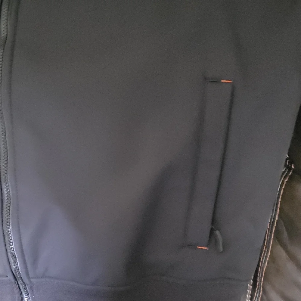 Mens Harley-Davidson Black Jacket with Orange Piping - Picture 5 of 7